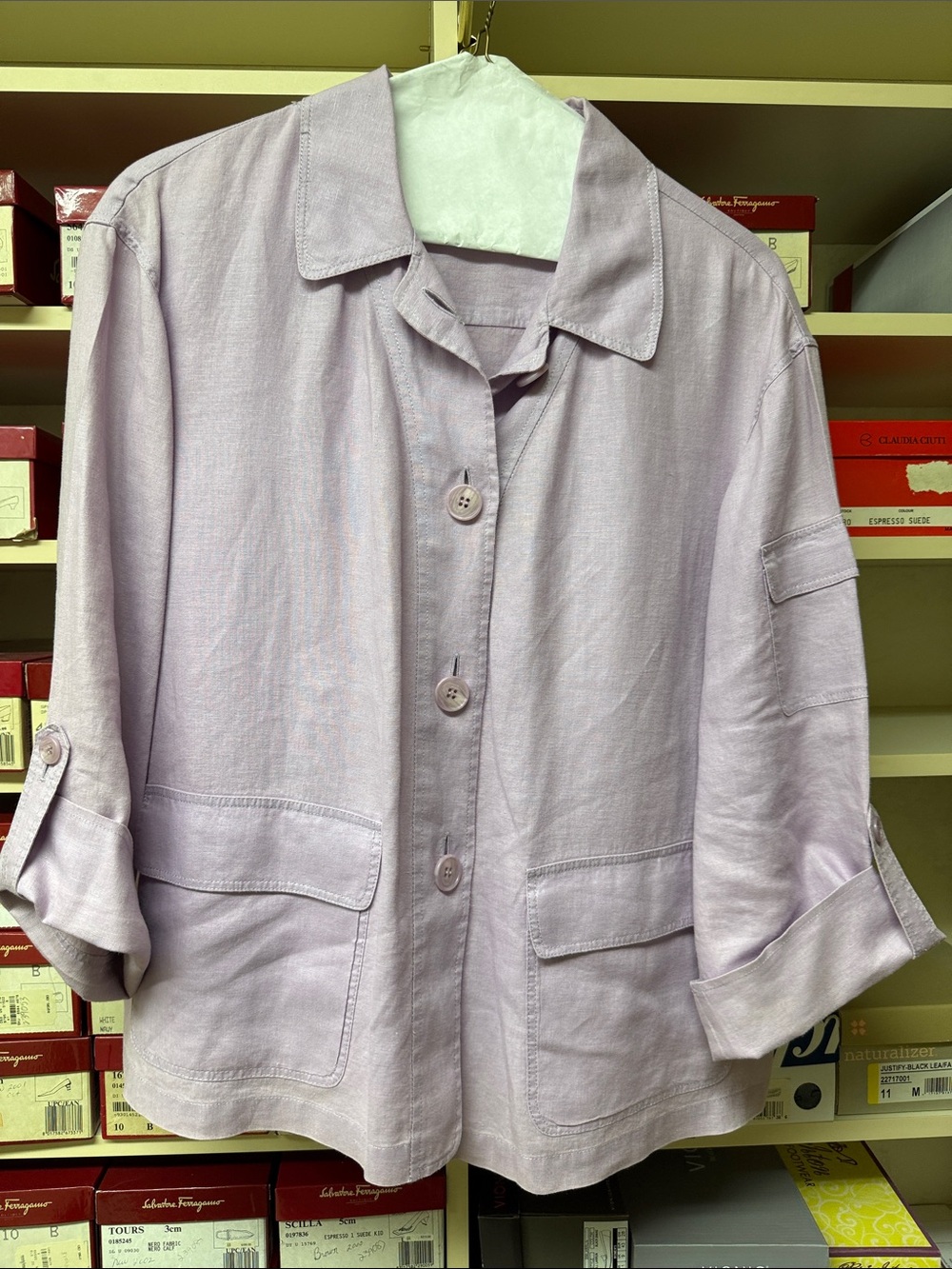Lafayette 148 New York Lavender Linen shacket